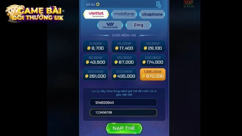 nạp tiền VIP79
